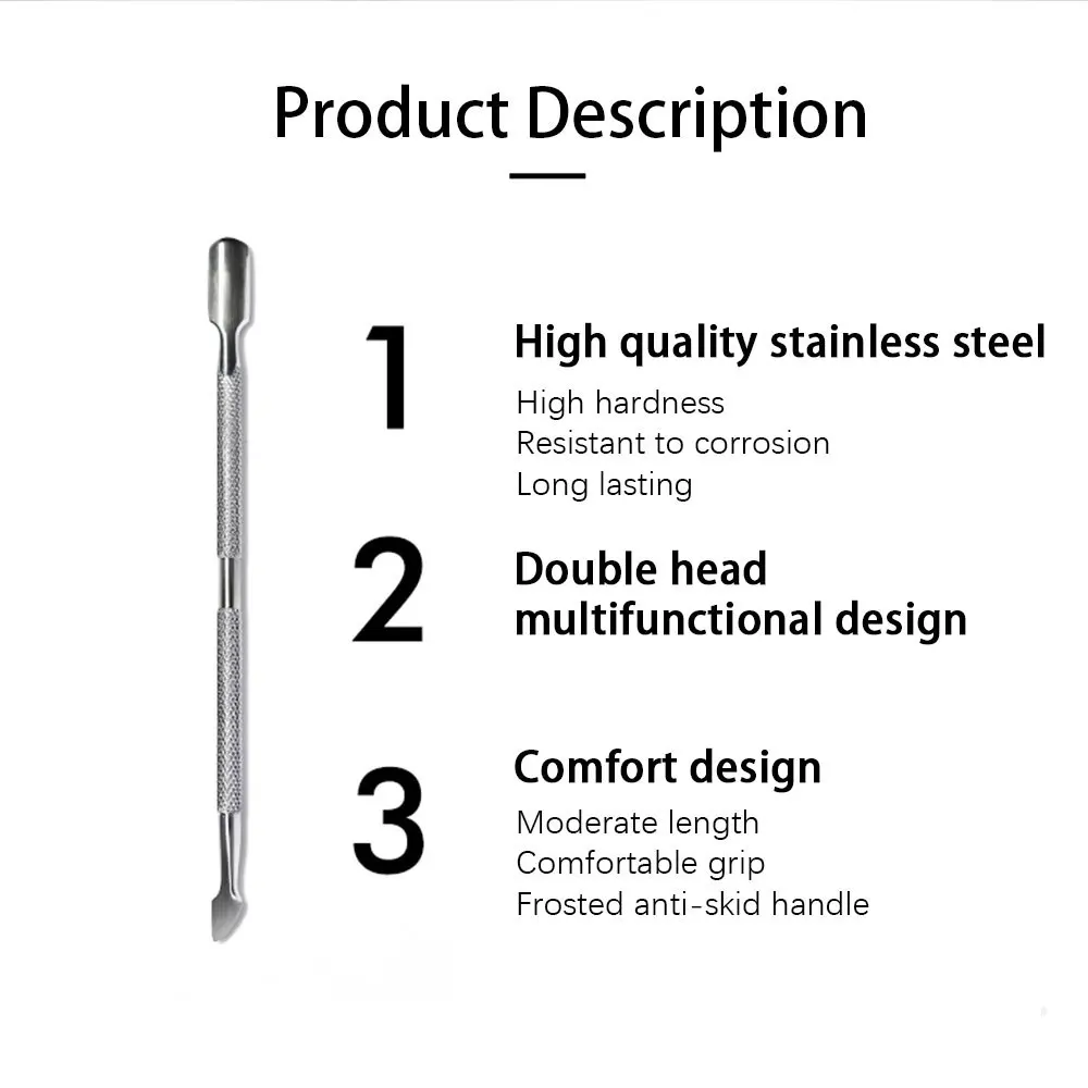 Cuticle Pusher Stainless Steel Dead Skin Cuticle Remover Manicure Cleaner Care Nail Tools 1/3Pc