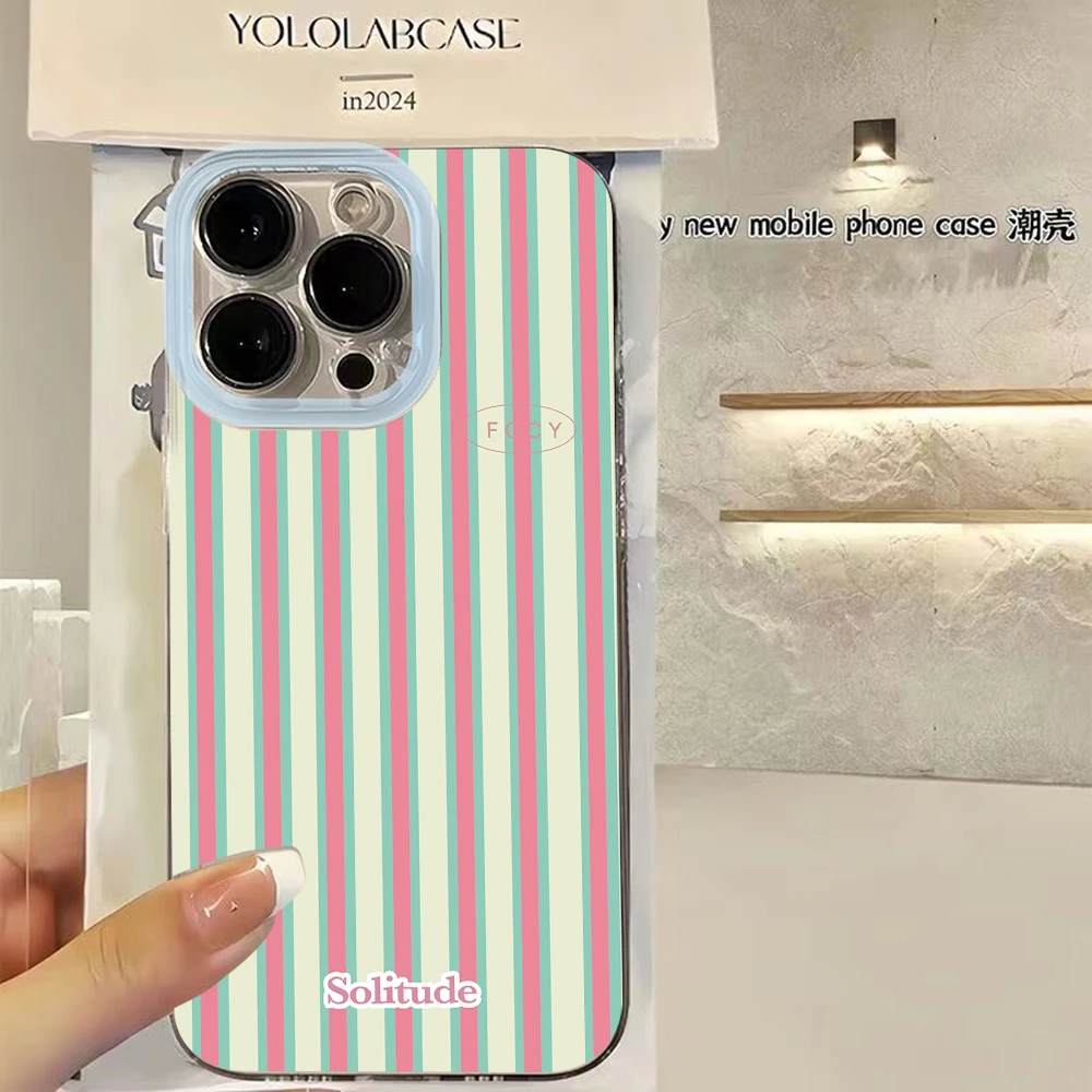 Korean Fashion Pink Texture Clear Phone Case