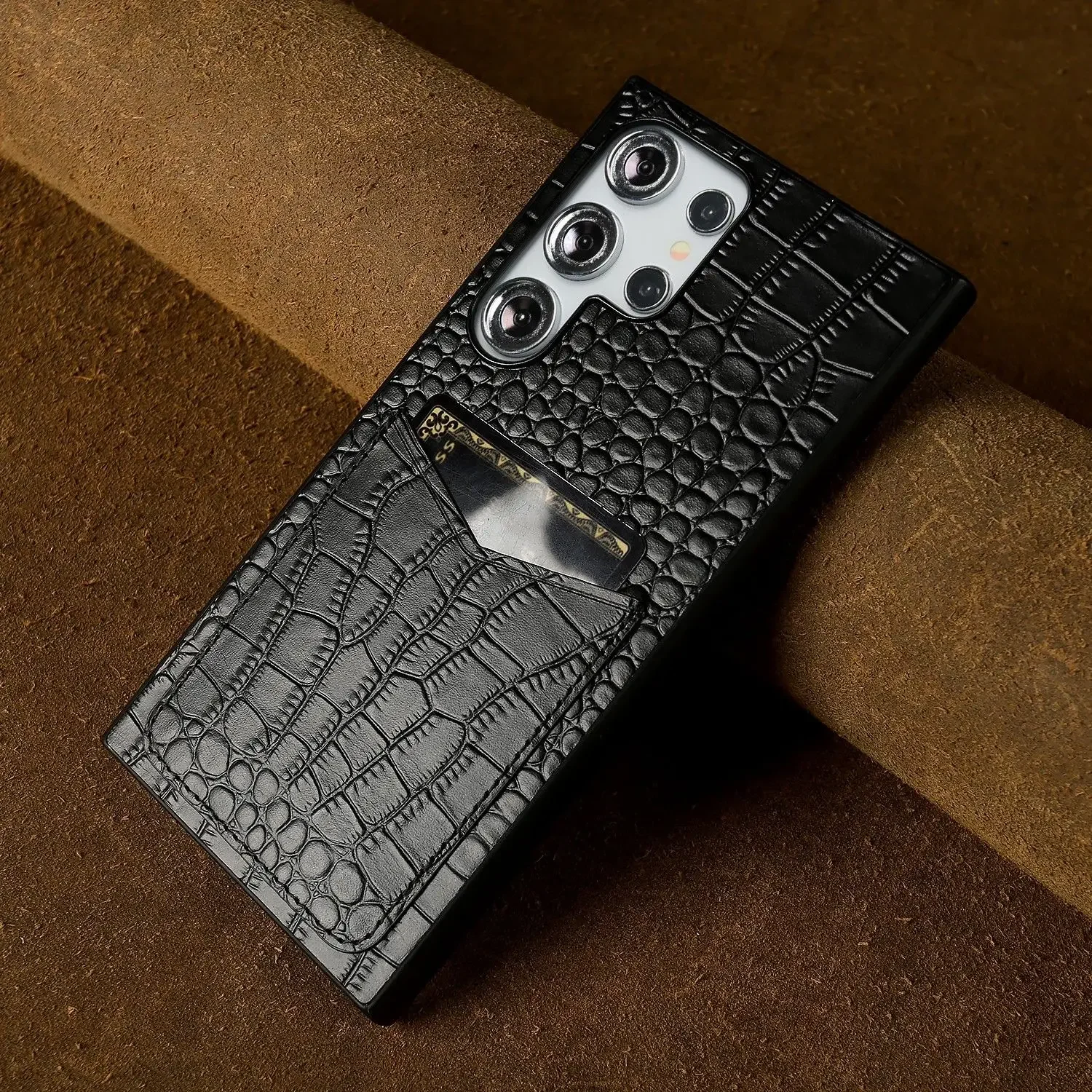 Premium Genuine Leather Full-Wrap Phone Case with Card Holder