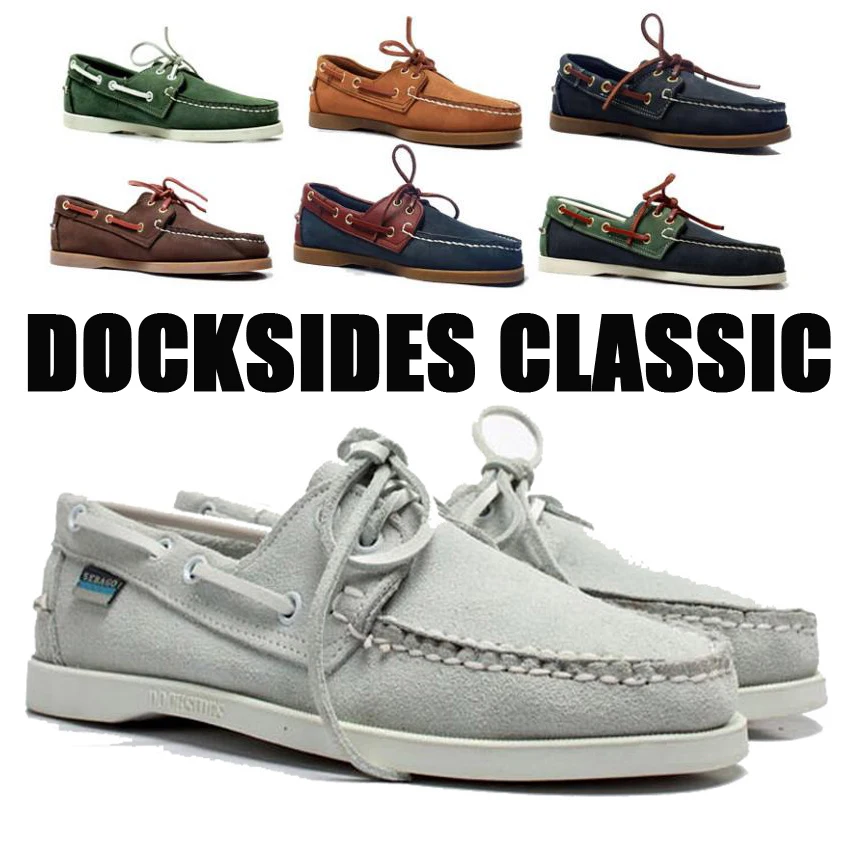 

Men Casual Genuine Leather Docksides Deck Lace Up Moccain Boat Flats Loafers Shoes Driving Shoes Fashion Unisex Plus Size Grey