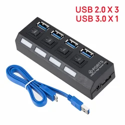 Ultra - Fast Portable 4 - Port USB 3.0 Hub with External Power Adapter (4 Port HUB - USB Cable)