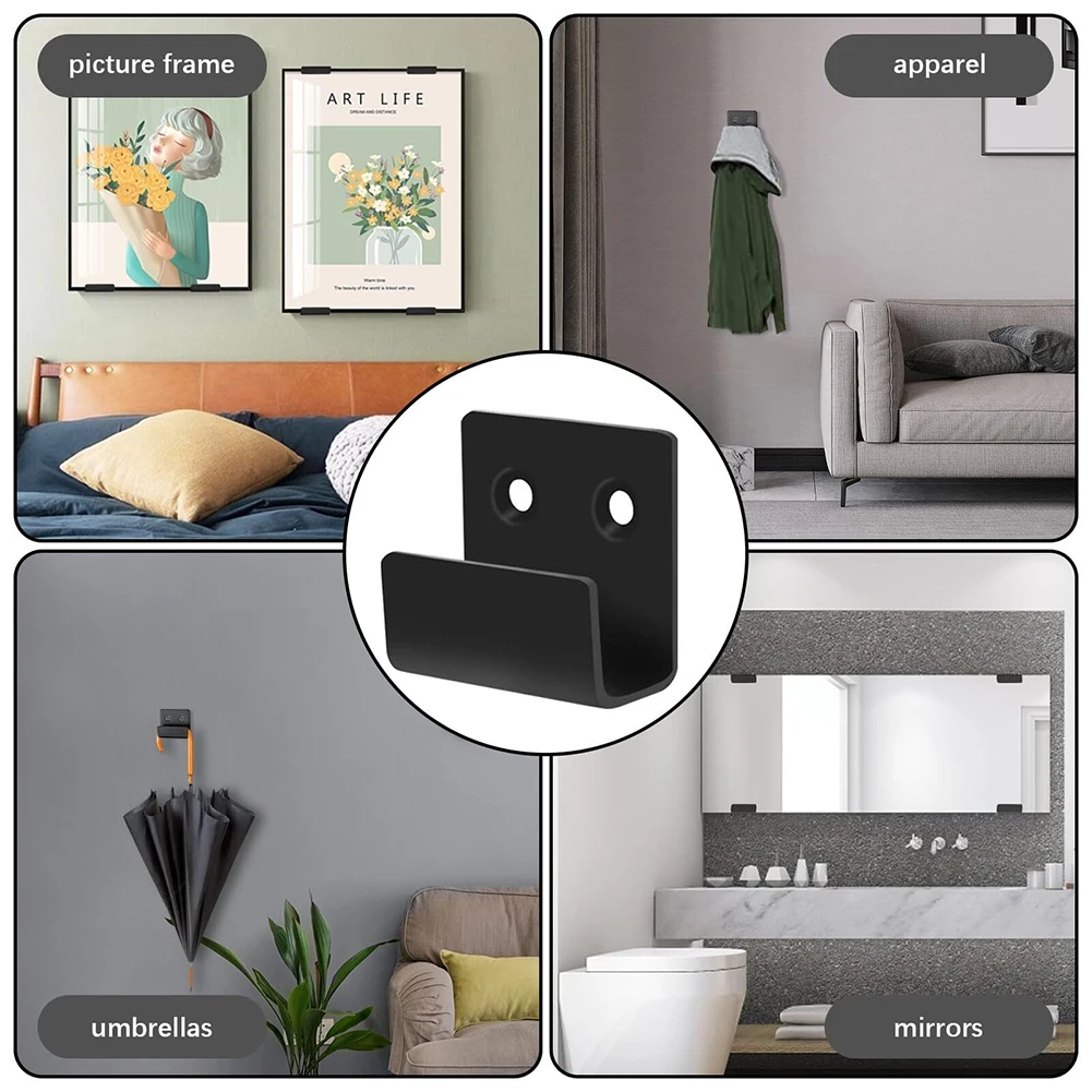 4pcs Hook Display Rack Stainless Steel Flat Hook Hanger Tile Billboard Display Board Holder With Screws Household Hardware Parts