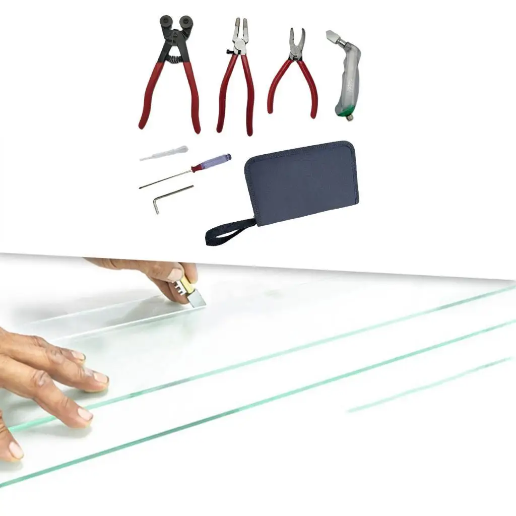 Glass Cutting Tool Set Glass Running Pliers Breaking Pliers Oil Dropper Storage Bag for Mosaic Tiles Mirrors Stained Glass 5