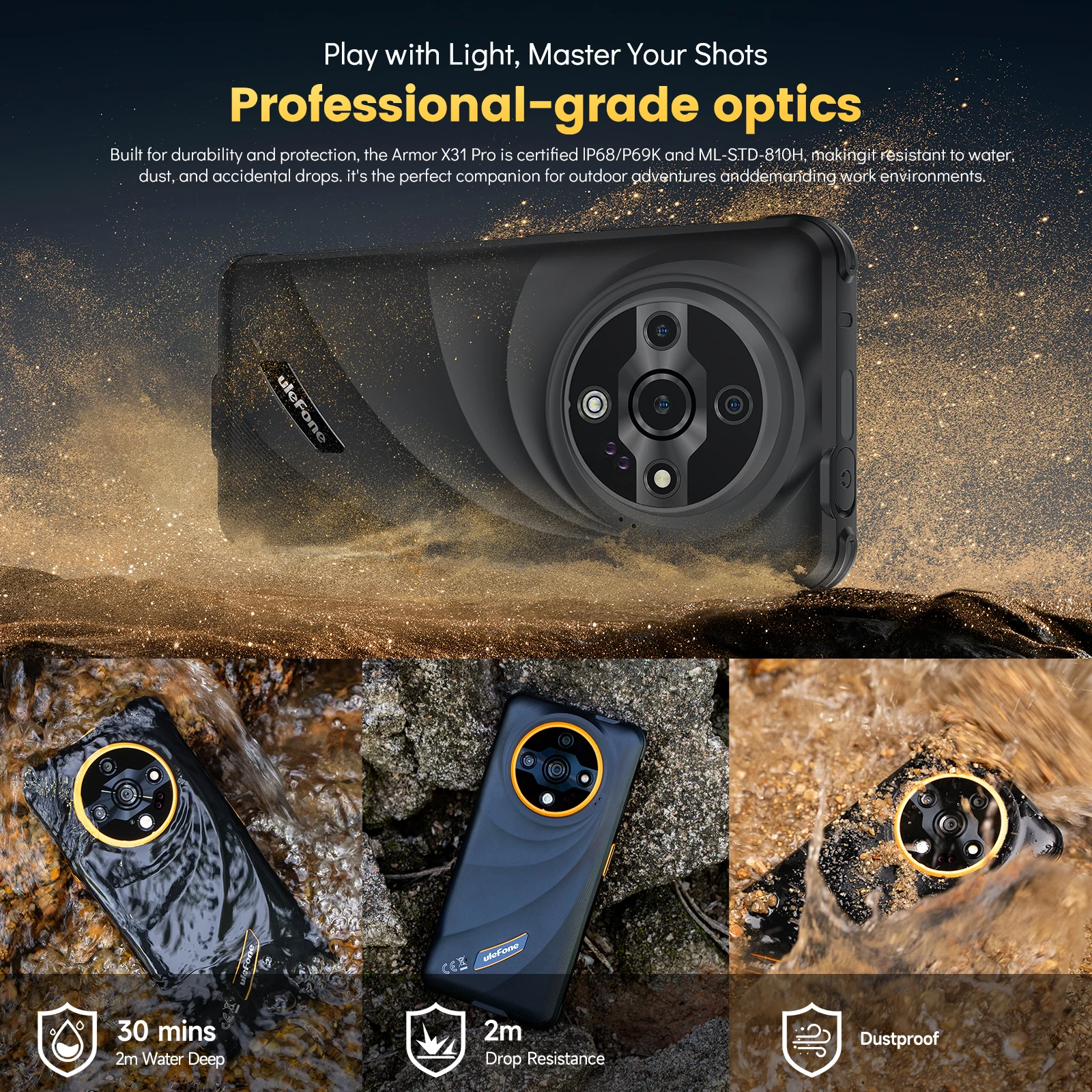 Ulefone Armor X31 4G Rugged Phone Android 14 Smartphone 6.56”12GB RAM 128GB ROM  48MP NFC Night Camera IR Blaster Global version