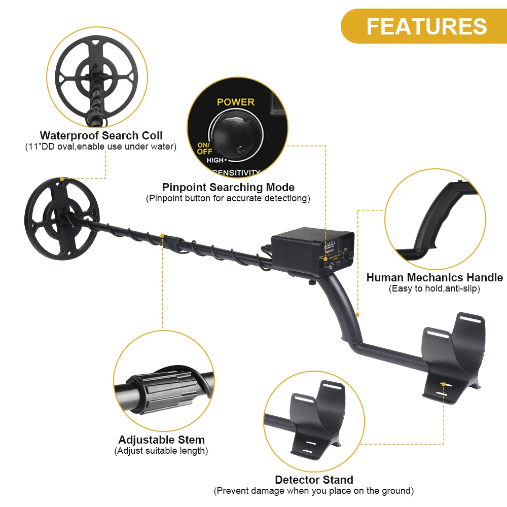 2022 New TC 200 Upgrade Metal Detector Underground Wire Iron Metal yellow Gold Detector Adjustable Tracker