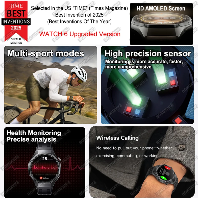 2026 New Global Version Watch 6 Pro GPS Smart Watch Men AMOLED Screen Sports Fitness Track Bluetooth Call Waterproof Smartwatch 2