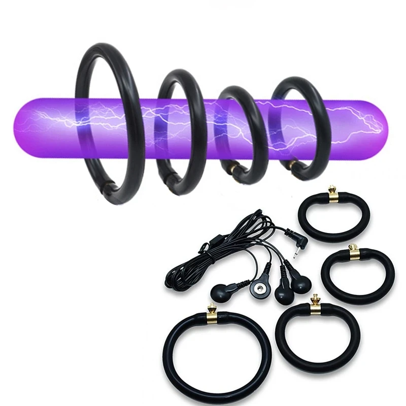 Electro Shock Penis Ring Men Electric Stimulate Urethra Prostate Massage E-stim Chastity Cage Cock Extender Bdsm Sex Toy
