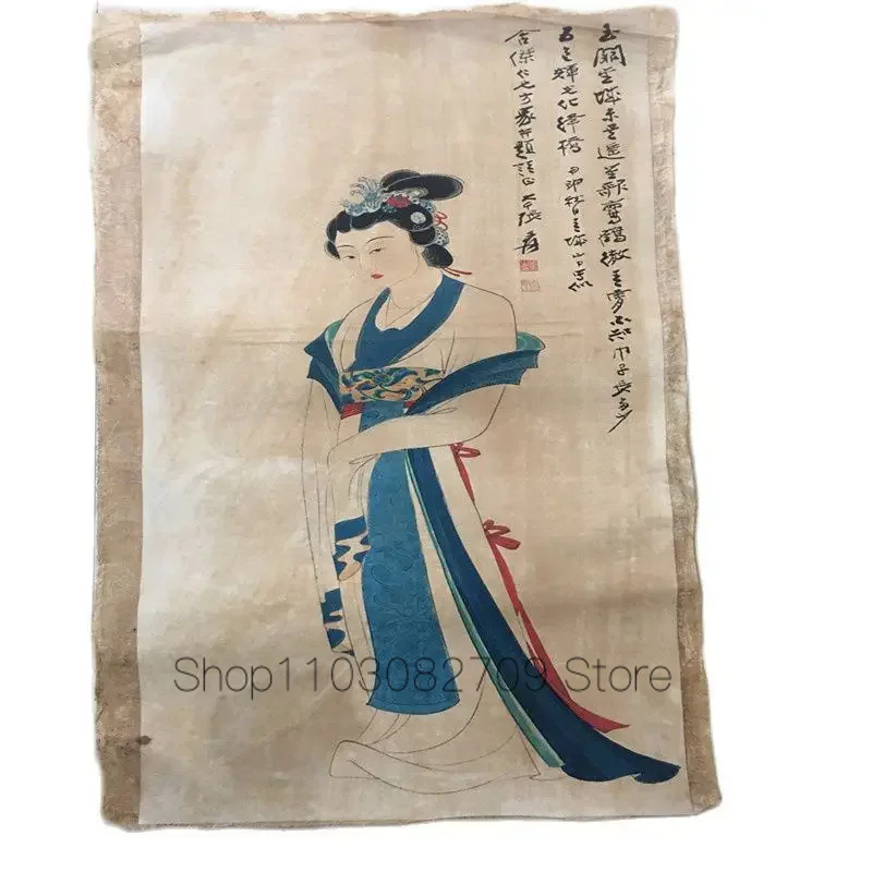 

Китайский Старый свиток Чжан дацянь картина для дам рисовая бумага рисовая картина