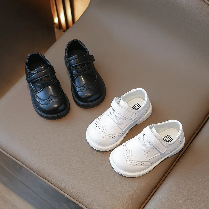 Formal Dress Shoes for Children Classic Evening Party Uniform School Shoes for Girls Gentleman Boy Black PU Leather H05114
