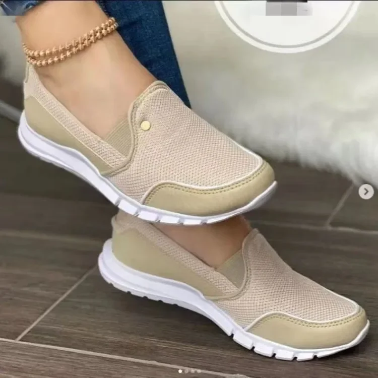 Women's Loafers New Slip-On Flats Shoes Breathable Mesh Casual Shoes Female Sneakers Comfort Light Vulcanized 35-43