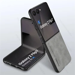 Luxury Vintage Sheepskin Leather Shockproof Case - Samsung Z Flip7 (Gray - 03)