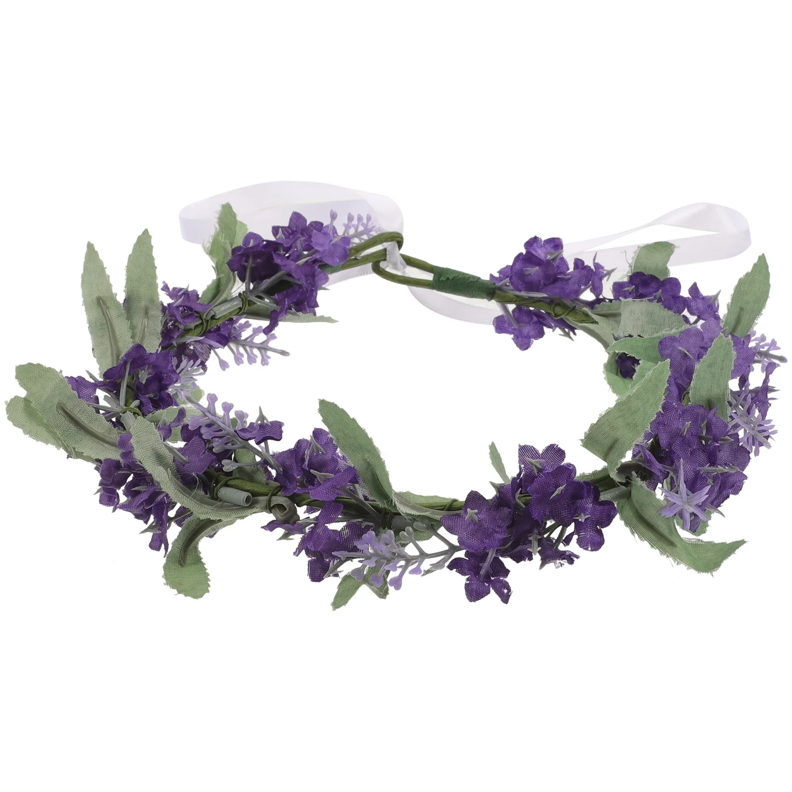 Flower Crown Green Wedding Hair Accessories Bridal Floral Headband Violet Headpiece 5