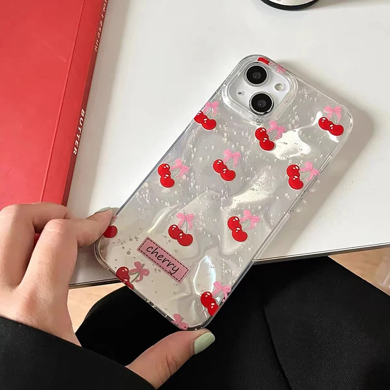 Cherry Bow Phone Case - Elegant Protective Cover