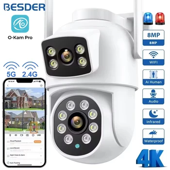 BESDER 4K 8MP Wifi Camera PTZ Outdoor Dual Screen Human Detection Dual Lenses 10MP Security Protection IP Camera Audio O-Kam Pro 1
