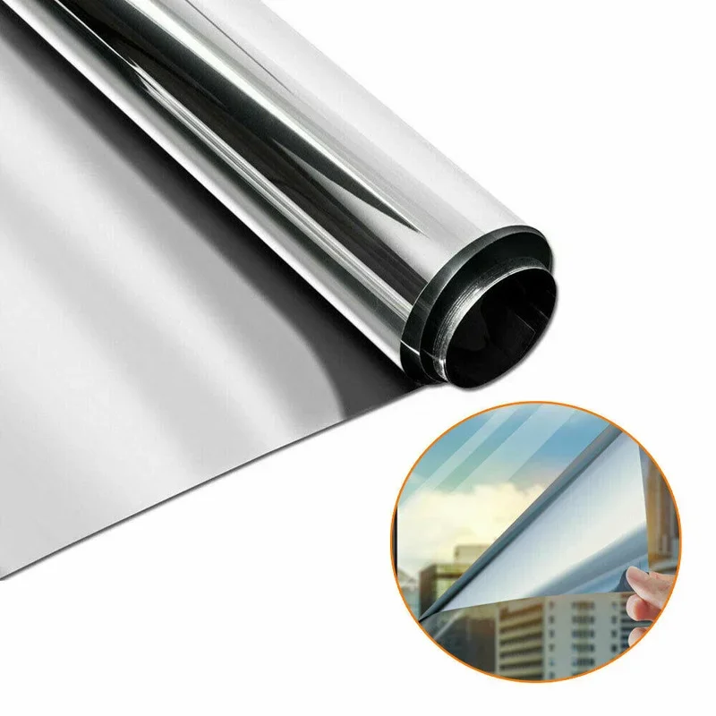 20" X 10FT PET Car Tuning Auto Van Chrome Silver Window Tint Film Mirror Tinting Foil 15% VLT Self-Adhesive Car Accessories