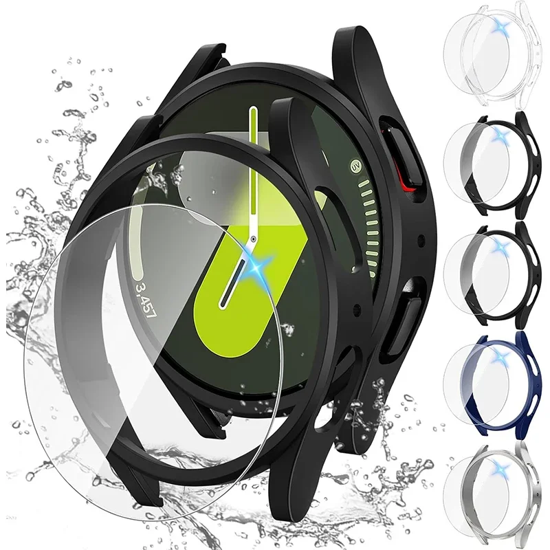 Tempered Glass Case for Samsung Galaxy Watch 7/6/5/4 44mm 40mm Full PC bumper screen protector Galaxy watch FE Accessories