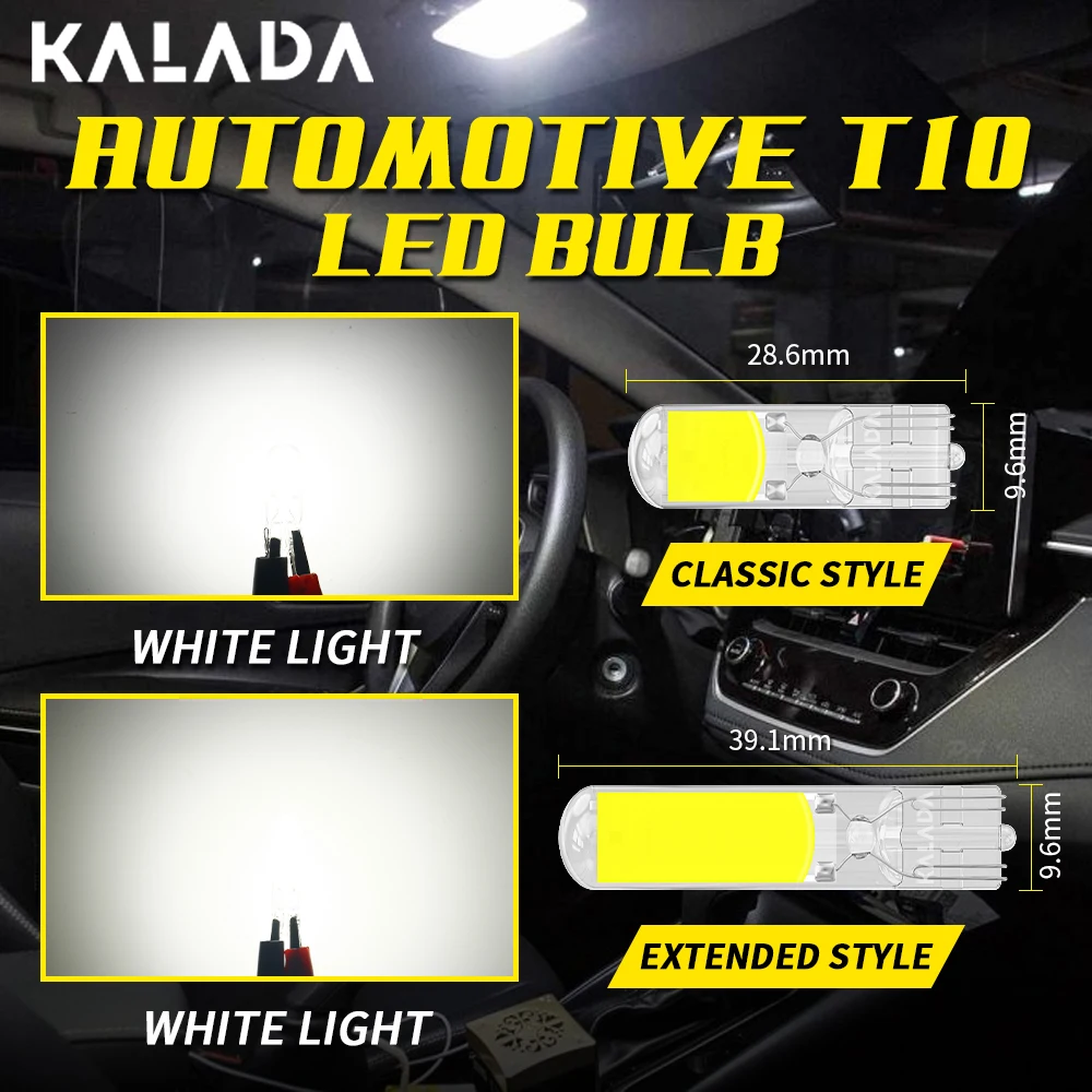 2x T10 W5W LED  ̾ COB ̺  Led ڵ ׸  Ʈ ڵ ȣ   ȣ  12V 6000K