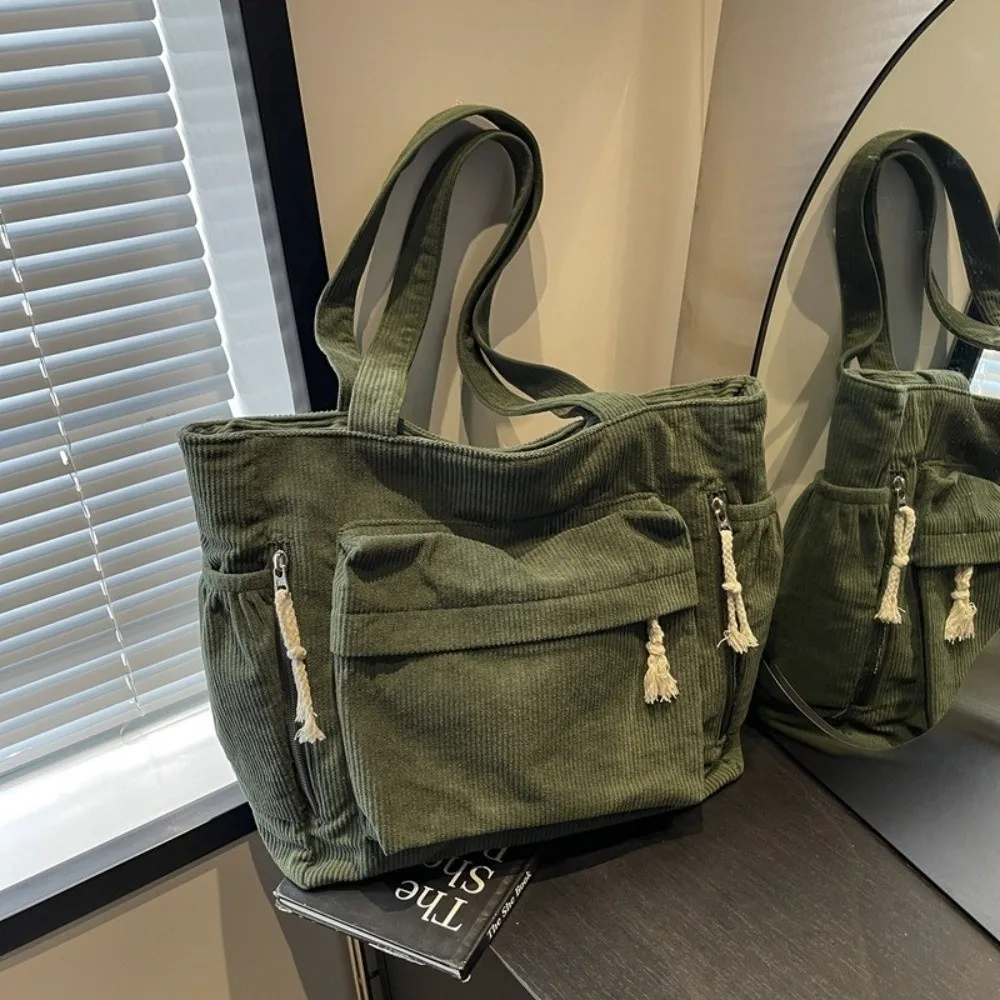 Cord-Arbeits-Umhängetasche, große Kapazität, lässige Umhängetasche, vielseitig einsetzbar, mit mehreren Taschen, Tragetasche, Handtaschen für Damen