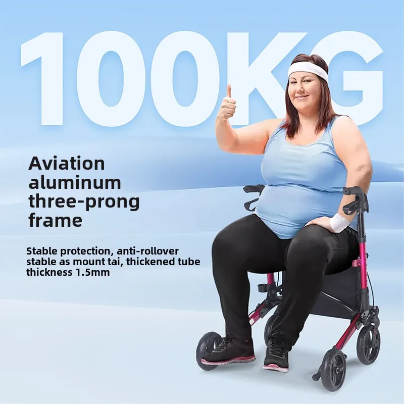 Elderly Disabled Rehabilitation Walking Assist Rollator Walkers Aluminum Alloy Folding Pulley Training Mobility Aids Scooter 4