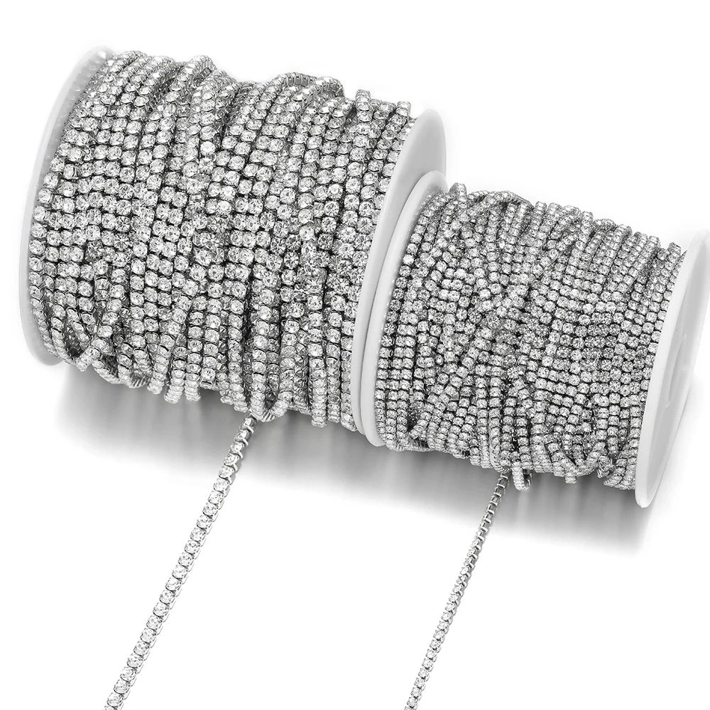 1 Meter Edelstahl 2/3mm Breite Kubische Zirkonia Ketten für DIY Modeschmuck Herstellung Kleidung Halsketten Zubehör Großhandel – Detail 2