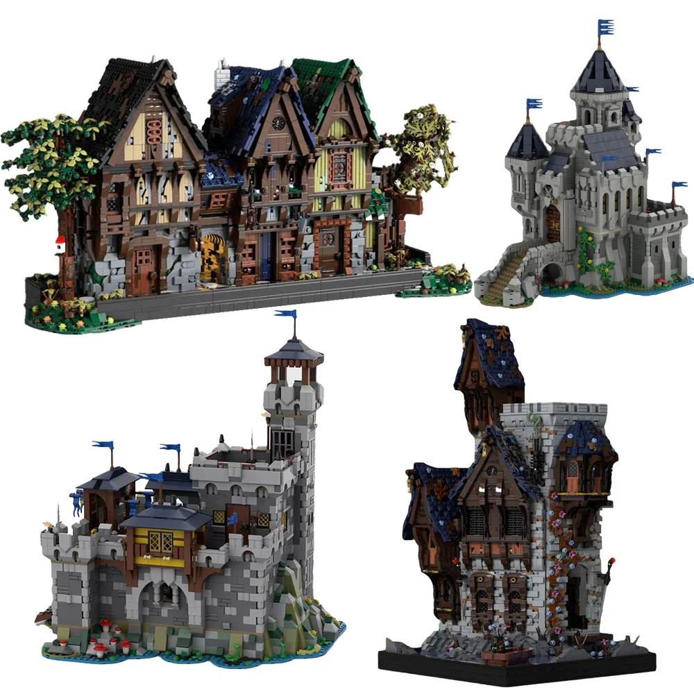 

MOC Military Medieval Modular Street Building Model Toy Tavern Alley Town House Castle Blacksmith Brick idea kids Birthdays Gift