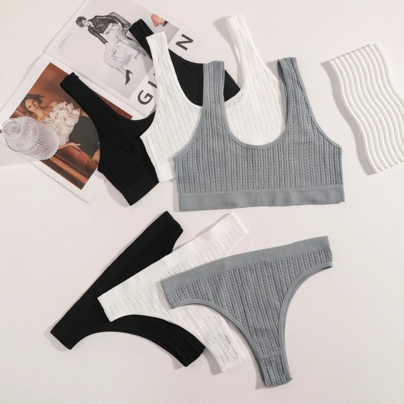 Women Seamless Bra Set Ribbed