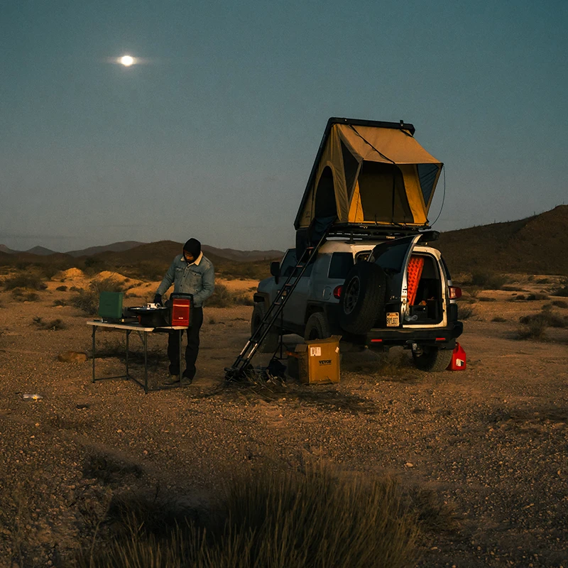 SAN HIMA Waterproof Slimline Aluminum Pop-Up Roof Top Tent