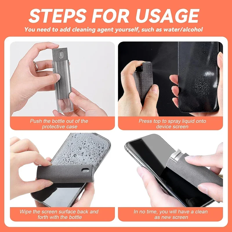 2 in 1 Microfiber Screen Cleaner Spray Bottle Mobile Phone Tablet Computer Microfiber Cloth Cleaning Wipes for iPhone Samsung Mi screen cleaner set screen cleaning set cleaning kit cleaning cloth kit microfiber cleaning cloth polishing cleaning cloth