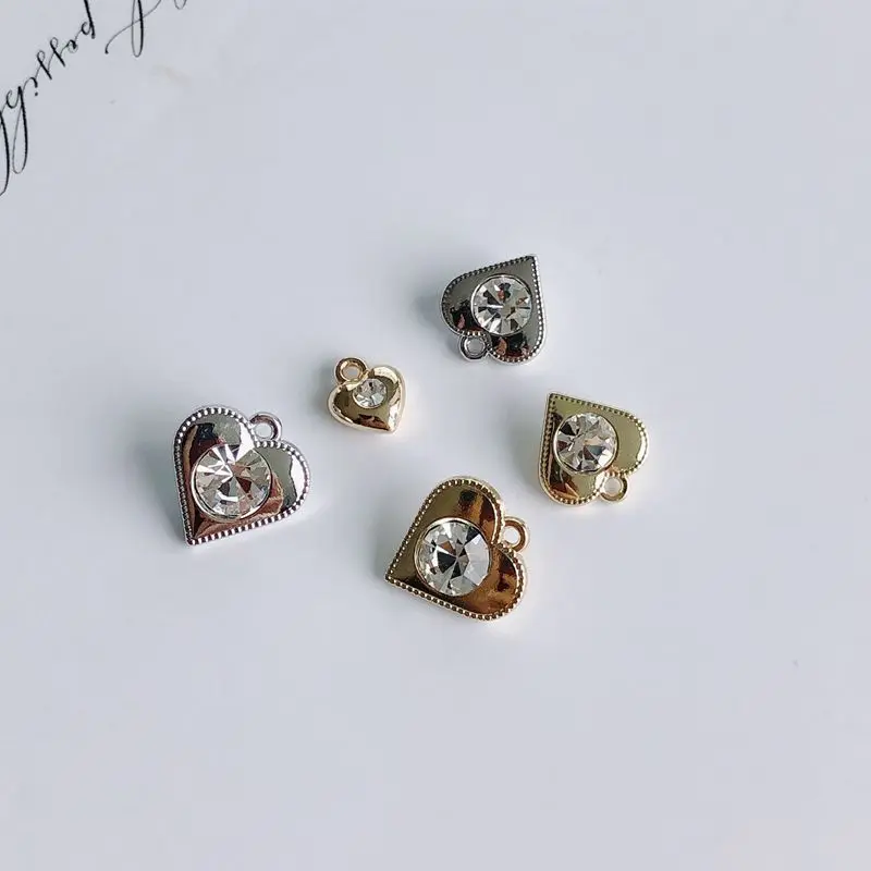 

DIY Copper Plated Jewelry Accessories Wholesale New Heart Small Exquisite Diamond Earrings Necklace Jewelry Material Accessories