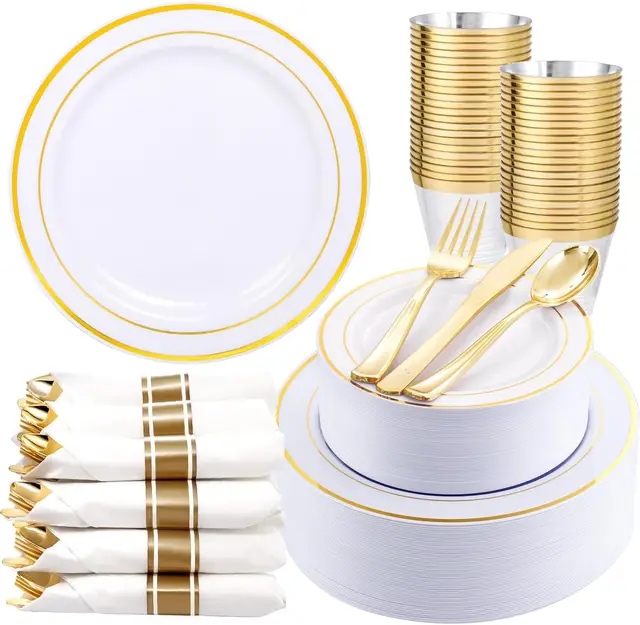 350-Piece Gold Dinnerware Set – Party Collection