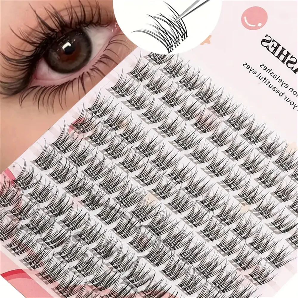 120 Stück künstliche Wimpern, natürlicher Look im Cartoon-Stil, dicht und flauschig, gekreuztes Design für realistische Bündel, ideal für Anfänger