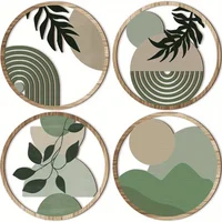 4 Bohemian Wall Art Set - Wooden Bohemian Decor, Geometric Hanging Artwork, Suitable for Baby Room, Farmhouse Aesthetic Minimali 1