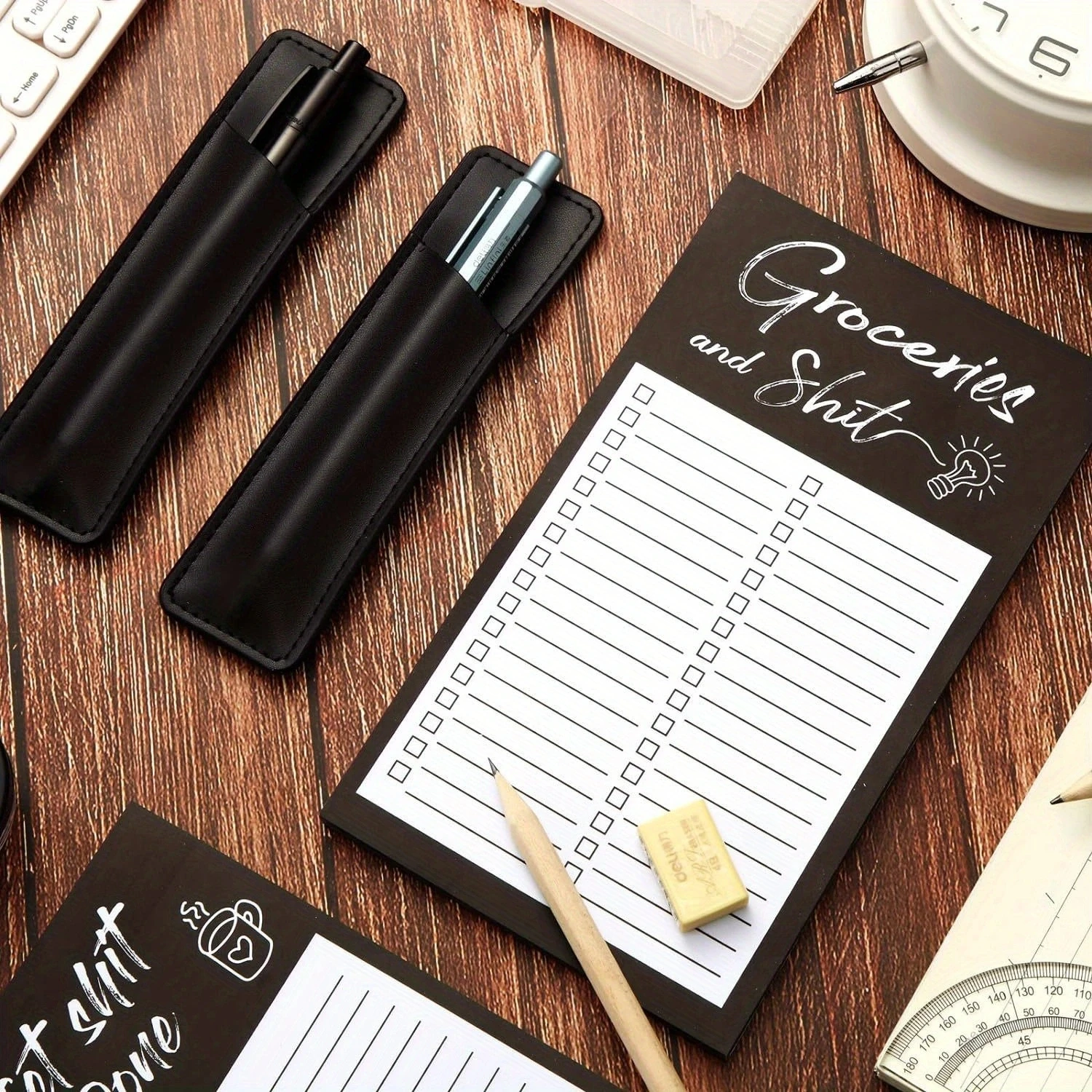 2 pcs/{1 Piece Magnetic Shopping List Notepad & 1 Piece Magnetic Pen Case} Fun Note Book, Magnet Refrigerator Notepad & Pen Case 3