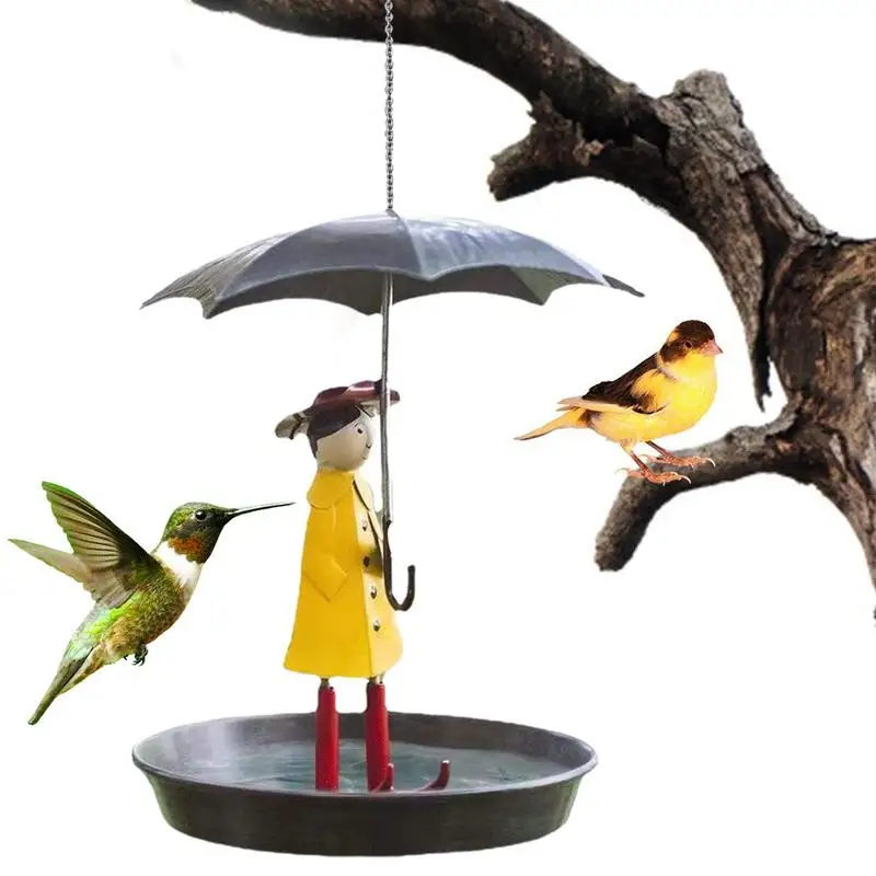 

Bird Feeder Antique Metal Wild Bird Feeders Outdoor Garden Yard Decoration Waterproof Seed Feeding With Hanging Chain & umbrella