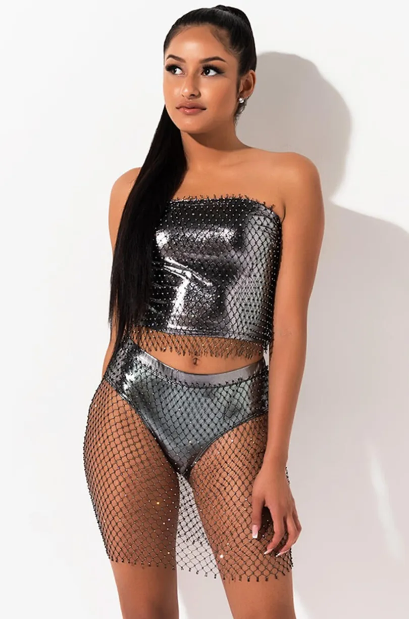

Summer Popular Mesh Flash Drill Blouse Women's Dress