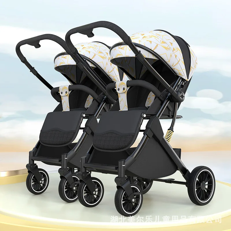 Two-way Twin Baby Carriage Lightweight Foldable High Landscape Shock Absorption