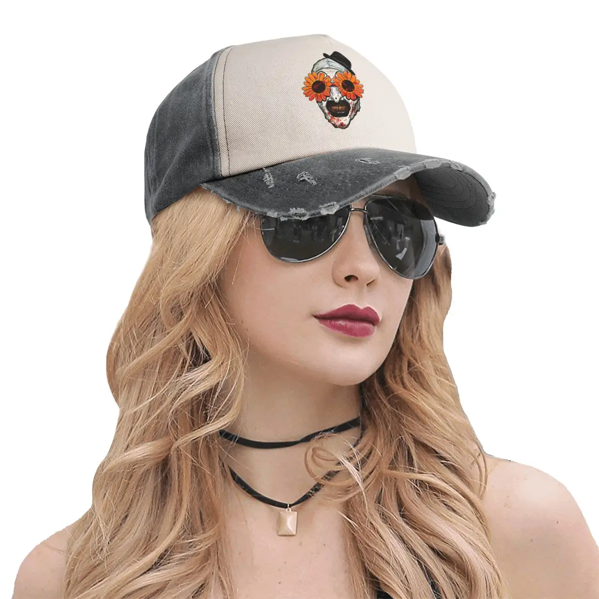 Vintage Art The Clown Terrifier 2 Sunflower Sunglasses Baseball Caps Unisex Style Distressed Washed Headwear Outdoor Caps Hat