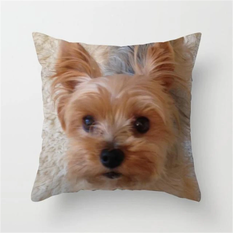 2022 Yorkie Bichon Frise Yorkshire Decorative Print Pillowcase Car Decor Cute Dog Cushion Cover Bedroom Sofa Waist Cushion Cover