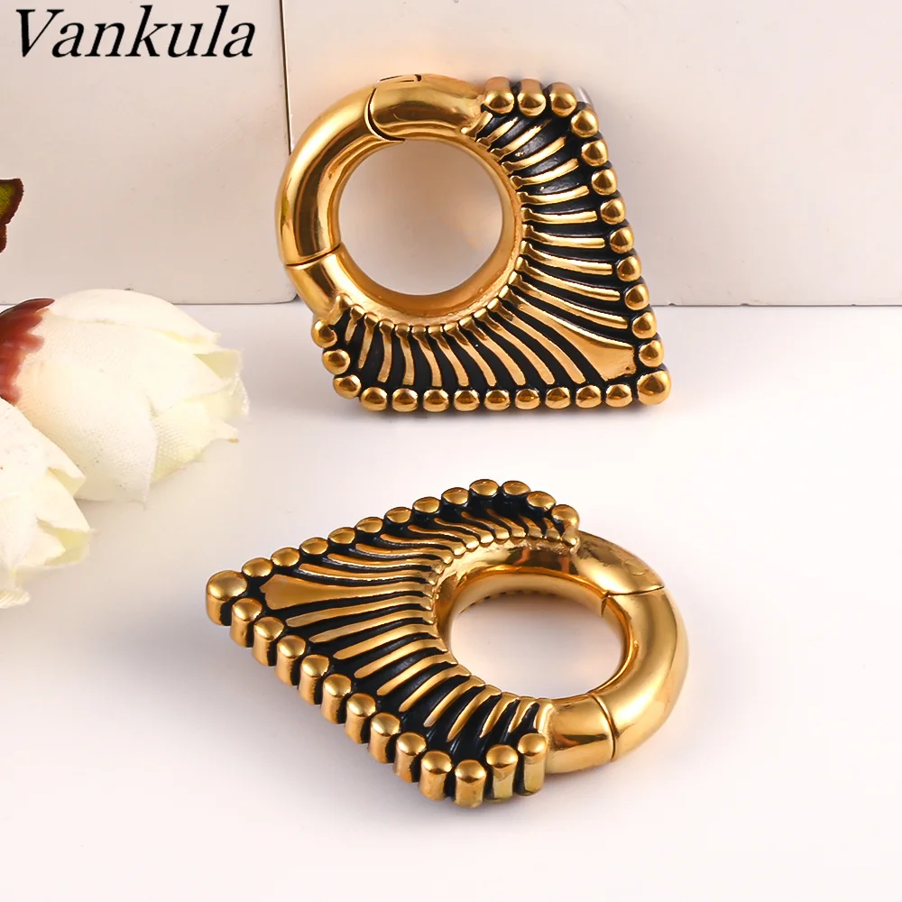 Vankula 2pcs 316L Stainless Steel Ear Weights New Fashion Plugs Tunnels Magnet Body Piercing Earrings Ear Expander Gauge Hanger