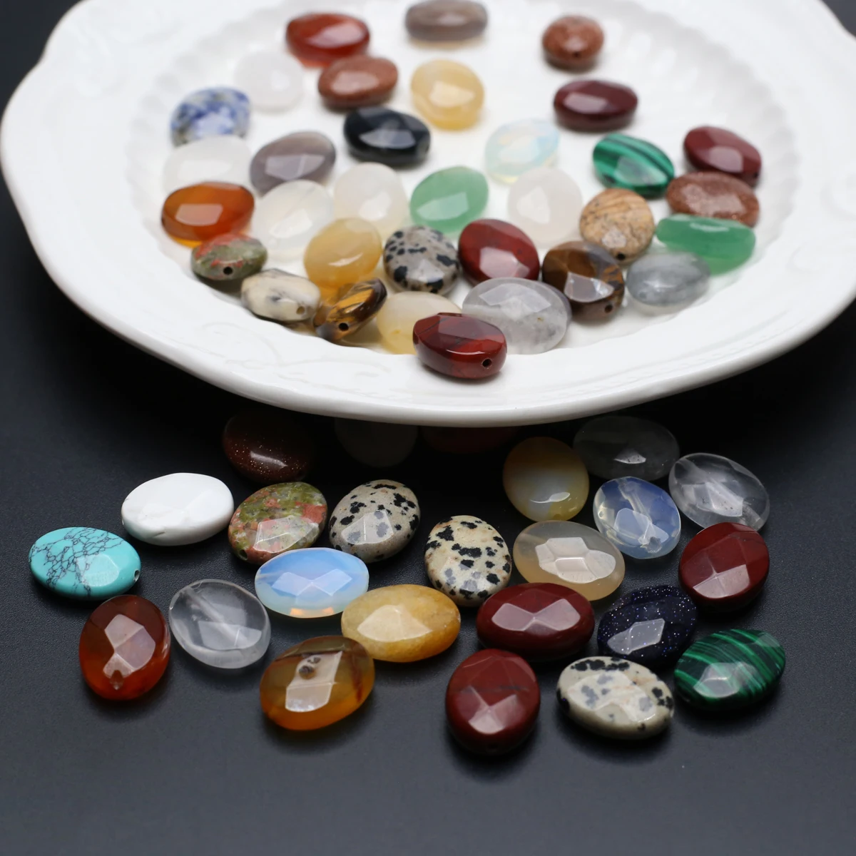 

10pc Natural Stone Beads Lapis Lazuli Quartz Loose Oval Bead for Jewelry Making Diy Women Bracelet Necklace Accessories
