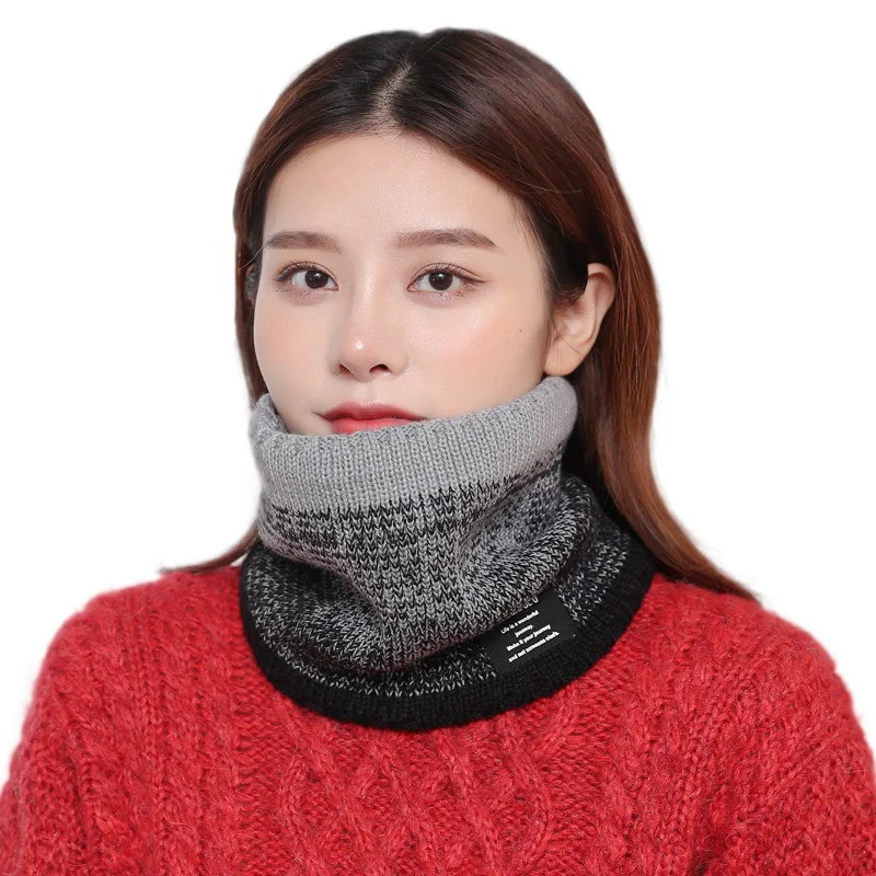 New Winter Plush Woolen Knitting Neck Cover Fashion Solid Color Men Women Cold-proof Scarf Outdoor Warm Cycling Neckerchief Fleece Neck Cover