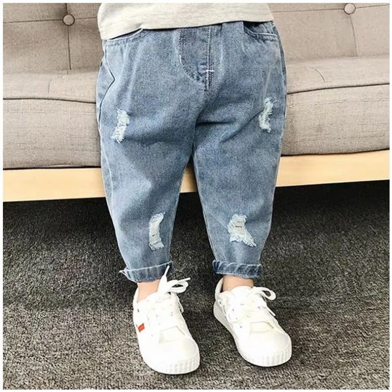 Boys Casual Jeans Children Denim Ripped Jeans Kids Trousers Toddler Girl Fall Clothes 2 3 4 5 Years Baby Harem Pants Baggy Jeans - 3