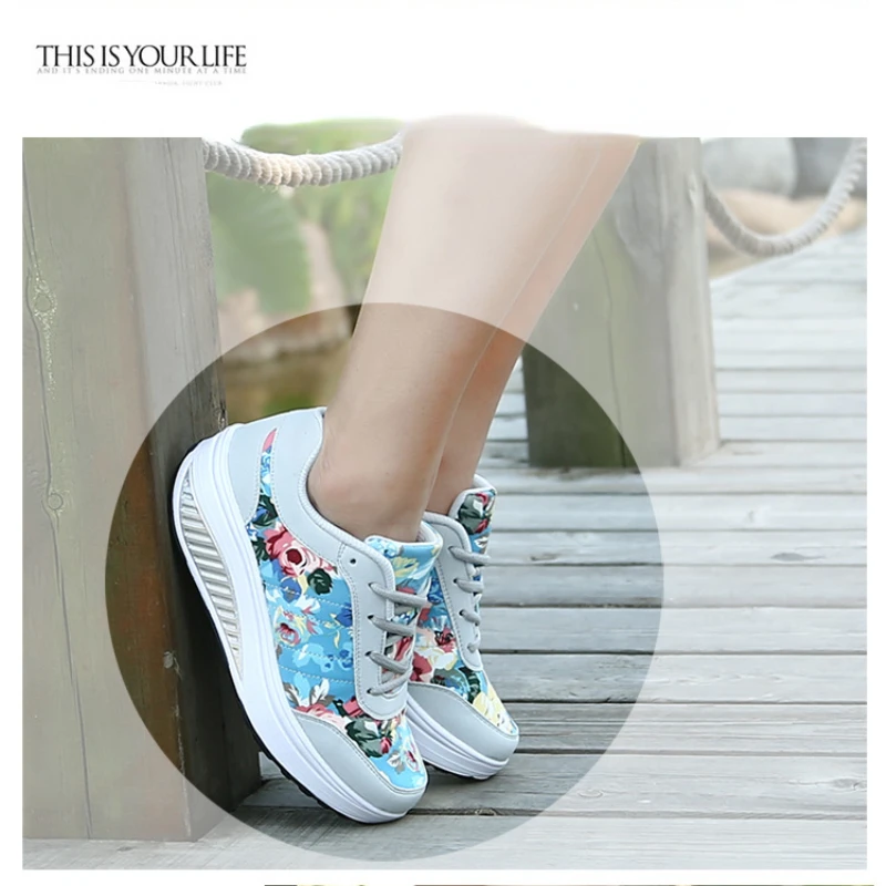 2023Fashion Platform Women's Sports Shoes Wedges Solid Color Versatile Sneakers Non-slip Vulcanize 