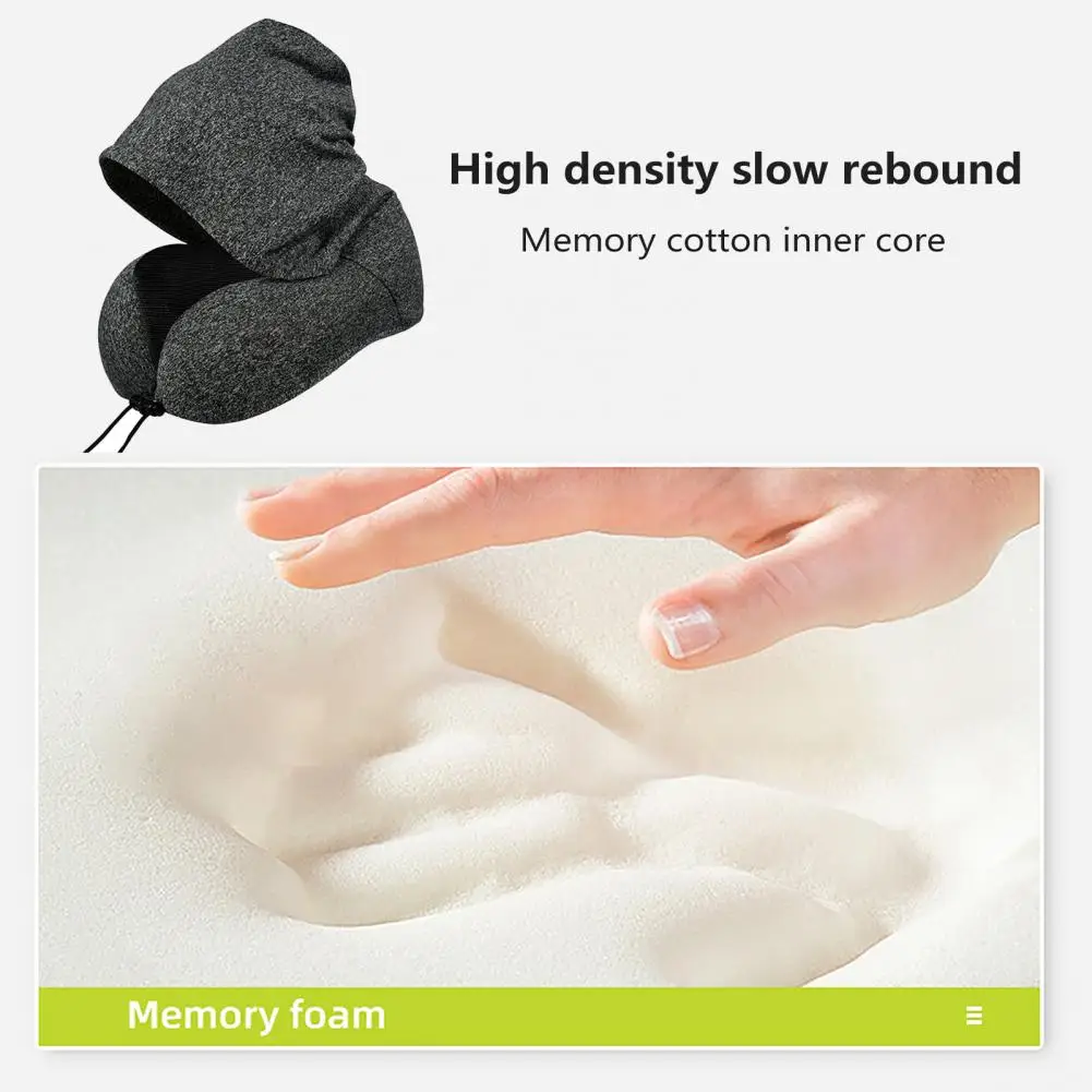 

Hooded U-shaped Pillow Travel Comfort Hooded U-shaped Memory Foam Neck Pillow for Long Trips Car Driving Air Travel