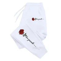 Rose Love Yourself Printing Casual Versatile Women Pants Trendy Hip Hop Trousers With Drawstring Pockets Comfy Sweatpants Female 2