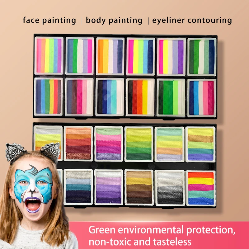 Face Painting Kit Water-Based Top Paint Pigment Body Art Painting Makeup Products Quick Dry/Easy To Wash/Non-toxic Safety Tested 3