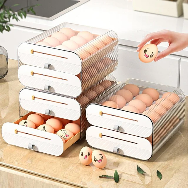 Refrigerator Egg Storage Organizer Egg Holder for Fridger 2-Layer Drawer  Type Stackable Storage Bins Clear Plastic Egg Holder - AliExpress