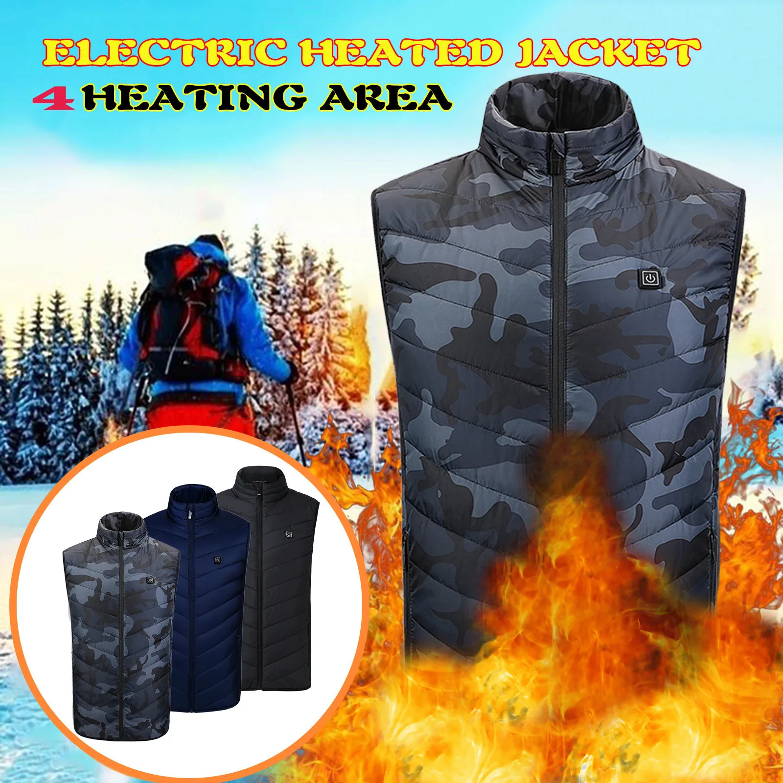 Description Picture 2 of itemMen Usb Infrared Heating Areas Vest Jacket Men Winter Electric Heated Vest Waistcoat For Sports Hiking Oversized