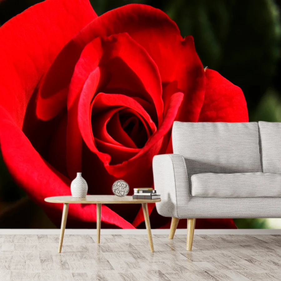 

Custom Self Adhesive Accept Large Red Rose Flowers Wallpapers for Living Room TV Contact Wall Covering Papers Home Decor Murals