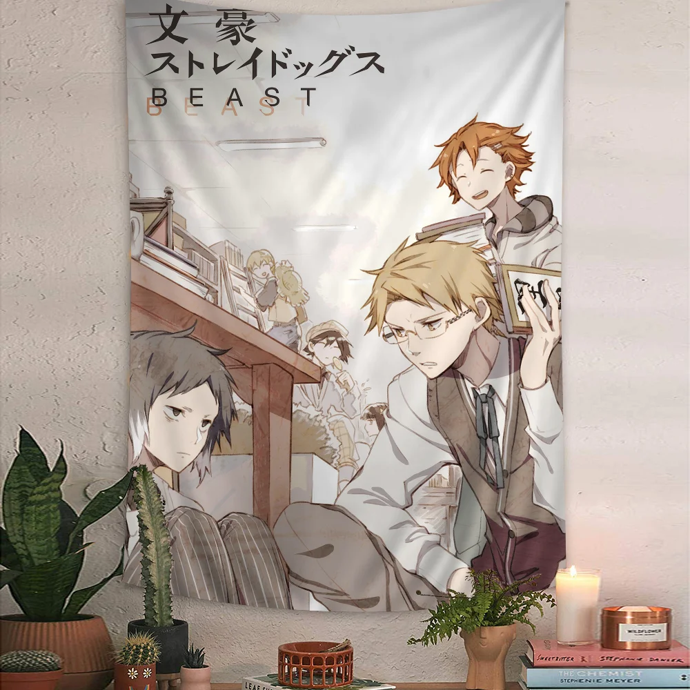 Bungo Stray Dogs Dazai Chuuya Anime Tapestry Hippie Flower Wall Carpets Dorm Decor Wall Hanging Home Decor